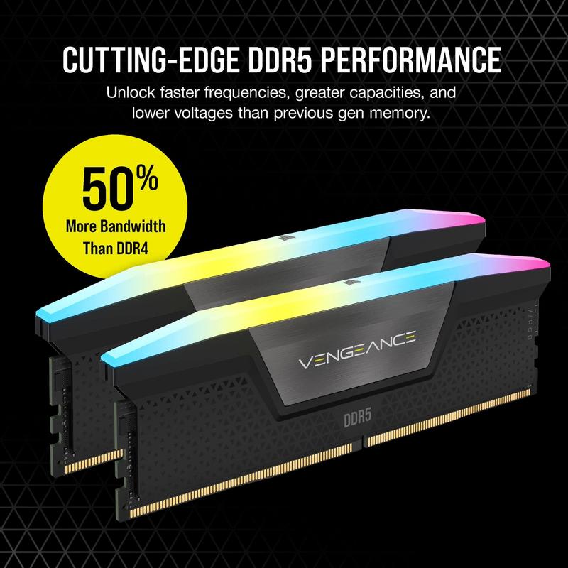Memória RAM Corsair Vengeance RGB DDR5 32GB (2x16GB) 6000MHz CL30